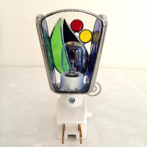 リーフ2・お休みランプ】ステンドグラス スタンドライト・テーブル