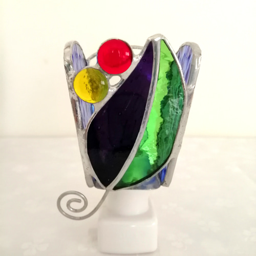 リーフ2・お休みランプ】ステンドグラス スタンドライト・テーブル