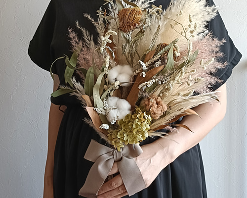 パンパスと藤の花の和装ブーケ♡特大 パンパスと藤の花の和装ブーケ♡特大