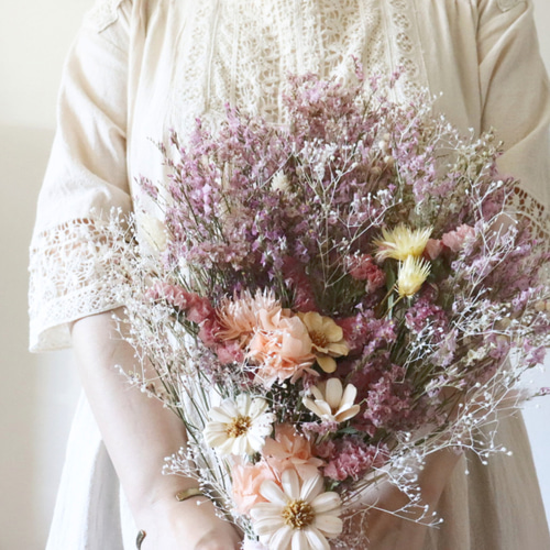 2.スターチススワッグ ドライフラワースワッグ スターチス ピンク ウェディングブーケ