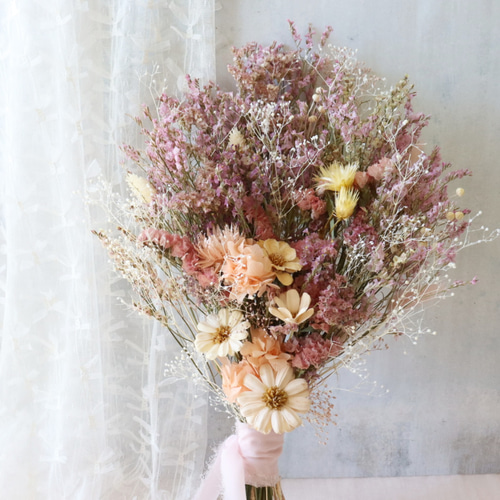 2.スターチススワッグ ドライフラワースワッグ スターチス ピンク ウェディングブーケ