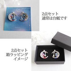 【２点購入がお得♪】襟元や帽子、小物、ネクタイに☆三日月のピンブローチ ２色（赤or青）シルバー【高級クリスタル】 13枚目の画像