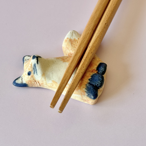 キツネの箸置きB 箸休め きつね 動物 可愛い 陶芸 箸・箸置き