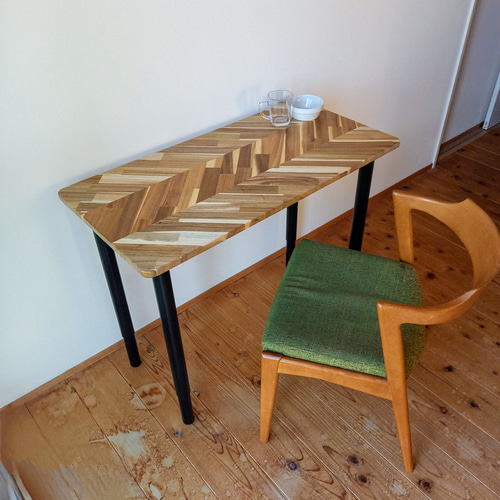 ★なつ★高さ調整 ワークデスク フレンチヘリンボーン 作業台 オーダー品 テレワーク対応！高さ調整可能オーダーメイド ワークデスク