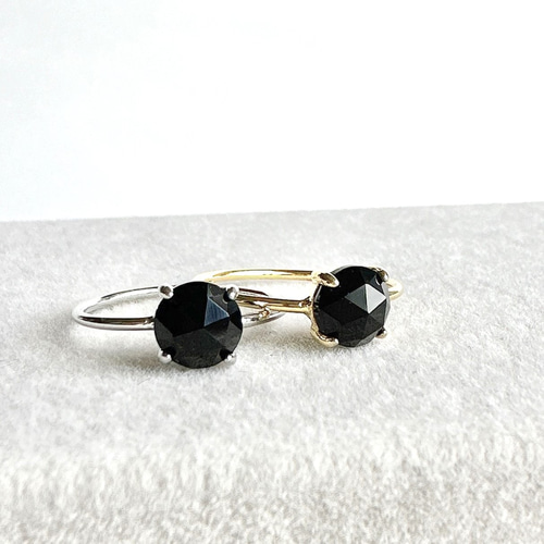 ブラックオニキス】細身リング ┃ 天然石 ピンキーリング 指輪 小さめ