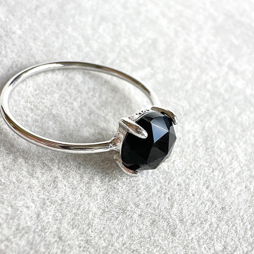 ブラックオニキス】細身リング ┃ 天然石 ピンキーリング 指輪 小さめ