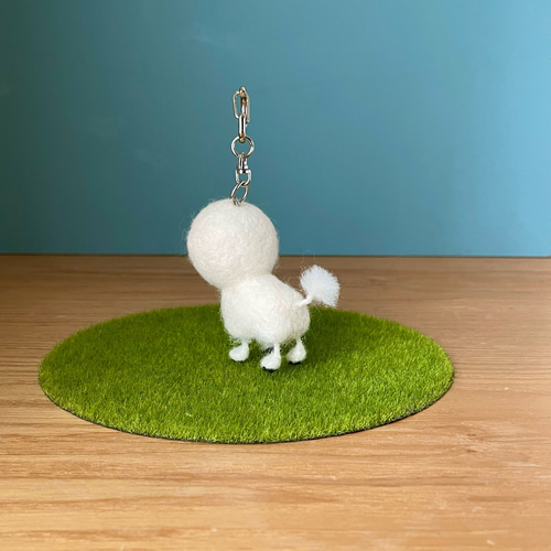 にっこり羊カットビションキーホルダー ビションフリーゼ 羊毛フェルト