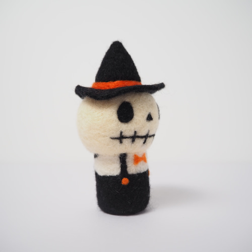 カンタロウ　羊毛フェルト ハロウィン＞羊毛フェルトのおめかしスカル 羊毛フェルト