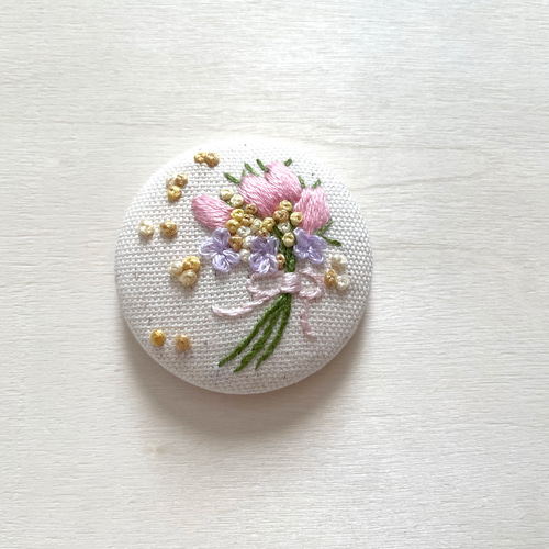 花束刺繍ヘアゴム くるみボタン ヘアゴム cocomu 通販 18300693