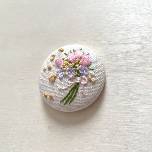 花束刺繍ヘアゴム くるみボタン ヘアゴム cocomu 通販 18300693