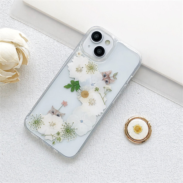 iPhone16/16Pro/16Plus/16ProMax 押し花スマホケース iPhone