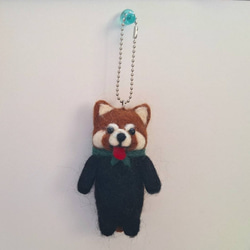 羊毛フェルト★クリスマスパンダキーホルダー 羊毛フェルト手作りクリスマスパンダ華花動物園かわいい漫画動物