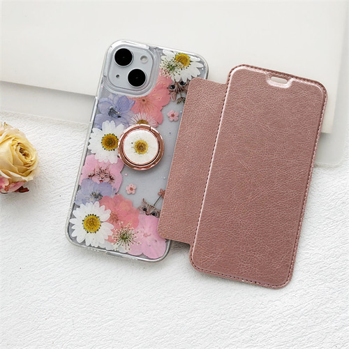 iPhone16/16Pro/16Plus/16ProMax 押し花スマホケース iPhoneケース 猫 