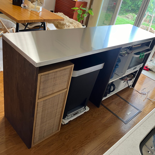 ステンレス天板アイランドカウンター ローテーブル・リビングテーブル