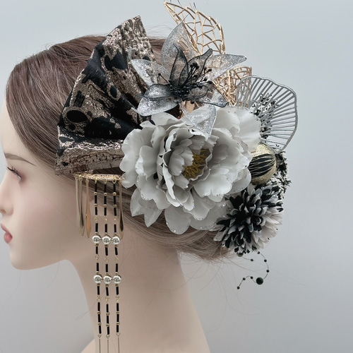 【豪華】ディップアート　簪　キラキラ　髪飾り　成人式　卒業式 青　黒　牡丹 豪華】ディップアート 簪 キラキラ 髪飾り 成人式 卒業式 青 黒 牡丹