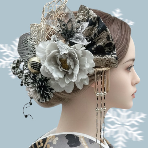 豪華】ディップアート 簪 キラキラ 髪飾り 成人式 卒業式 結婚式