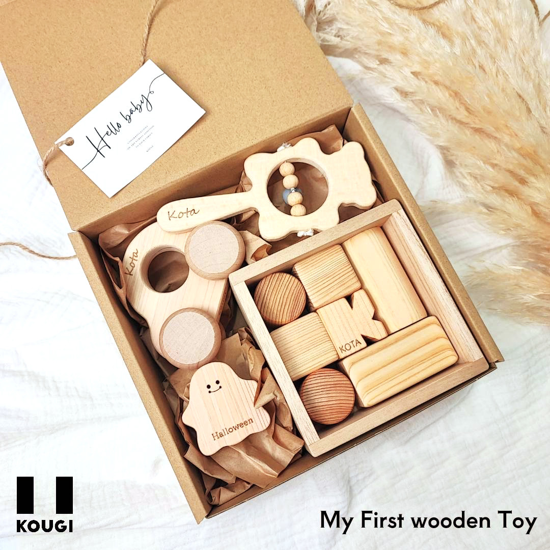 【ハロウィン特典付】木のおもちゃ4点set・出産祝い・ベビーギフト【対象年齢０歳～・PSC認証】