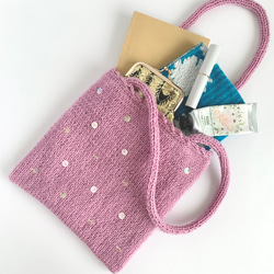 きらめく季節 のニットバッグ　yumegokochi pink 3枚目の画像