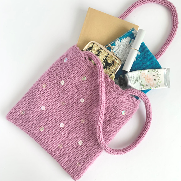 きらめく季節 のニットバッグ　yumegokochi pink 3枚目の画像