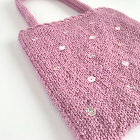 きらめく季節 のニットバッグ　yumegokochi pink 4枚目の画像