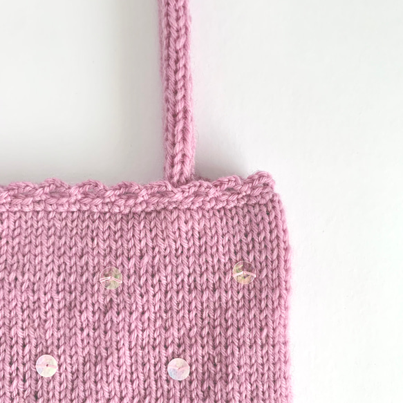 きらめく季節 のニットバッグ　yumegokochi pink 5枚目の画像
