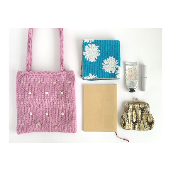 きらめく季節 のニットバッグ　yumegokochi pink 9枚目の画像