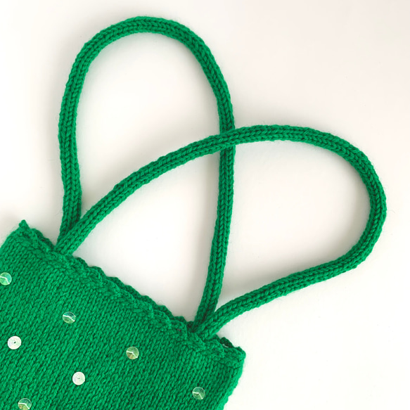 きらめく季節 のニットバッグ　holiday green 7枚目の画像