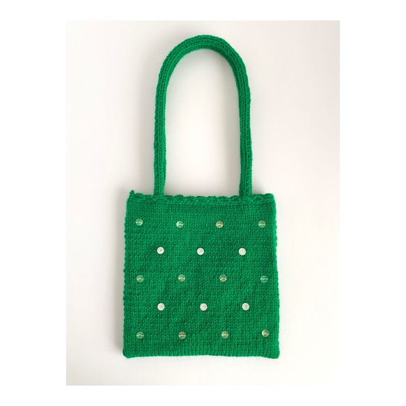 きらめく季節 のニットバッグ　holiday green 1枚目の画像
