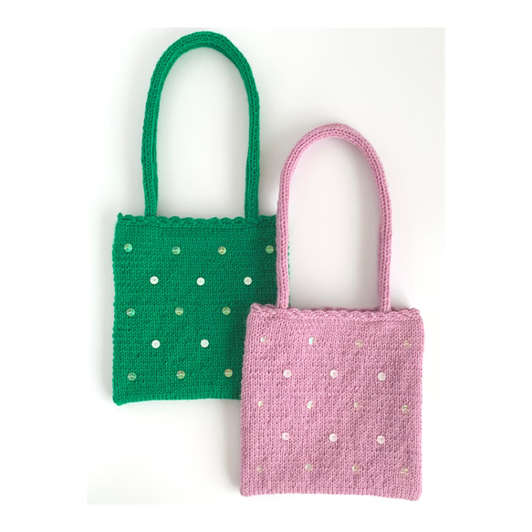 きらめく季節 のニットバッグ　holiday green 10枚目の画像