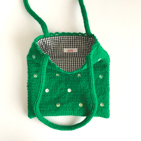 きらめく季節 のニットバッグ　holiday green 5枚目の画像