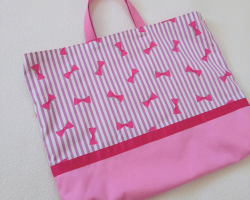 だいだいだい　レッスンバッグ　ヌビバッグ　　ダークグレー　リボン　ピンク だいだいだい様専用 レッスンバッグ ヌビバッグ ダークグレー リボン