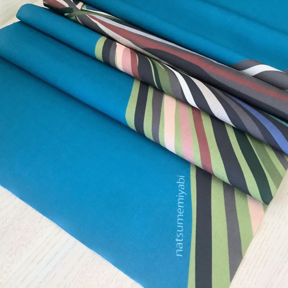 ◆【単品】映える帯揚げ（autumn marine blue/縹色/はなだいろ）パーソナルカラー帯揚げ 2枚目の画像