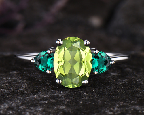 8月の誕生石 天然ペリドットリング 5月の誕生石 エメラルドリング