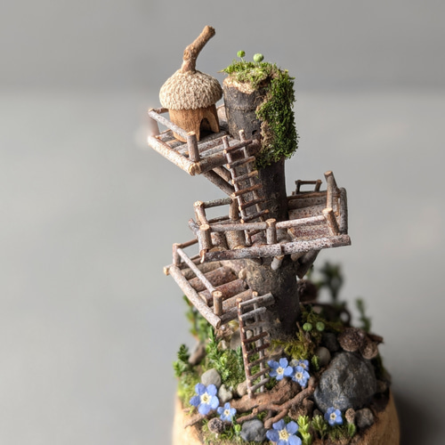 ミニチュアツリーハウス -勿忘草- 立体・オブジェ 樹のかけら 通販