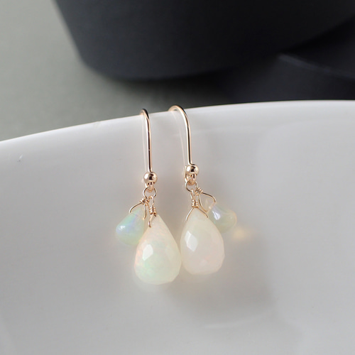 【SALE】プレシャスオパールネックレス＆ピアスセット（14kgf）② 14kgf＊プレシャスオパール＊ピアス ピアス（フック・チェーン