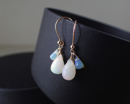 【SALE】プレシャスオパールネックレス＆ピアスセット（14kgf）② 14kgf＊プレシャスオパール＊ピアス ピアス（フック・チェーン