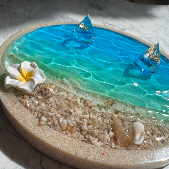 オーダー品 水上リングピロー 浜ありタイプ 海辺 ビーチ 波紋 老眼鏡