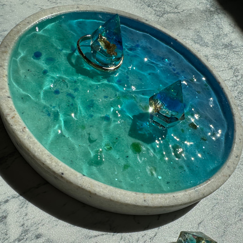 オーダー品 水上リングピロー 浜ありタイプ 海辺 ビーチ 波紋 老眼鏡