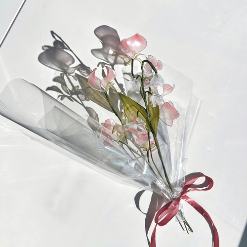 お得なブーケ】すずらんとスイートピーのプチブーケ 3本セット b2003