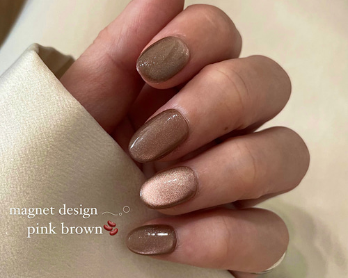 ネイルチップ マグネットネイル ピンクブラウン ネイルチップ（つけ爪