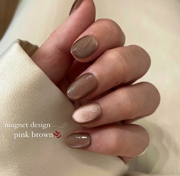 ネイルチップ マグネットネイル ピンクブラウン ネイルチップ（つけ爪