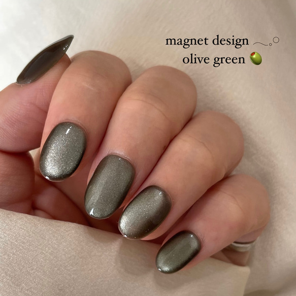 つぅ グリーンマグネットリボンネイルチップ つぅ様専用 グリーンマグネットリボンネイルチップ