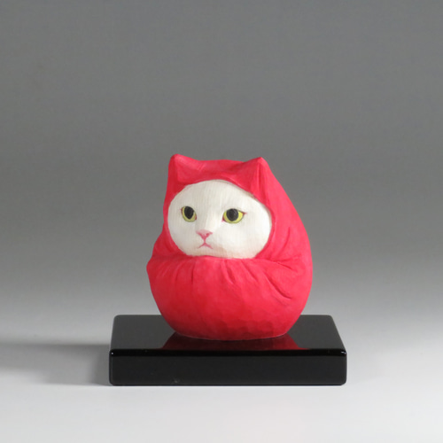 木彫り 達磨大師猫 だるま猫 猫仏2409 彫刻 仏屋さかい 通販 18302332