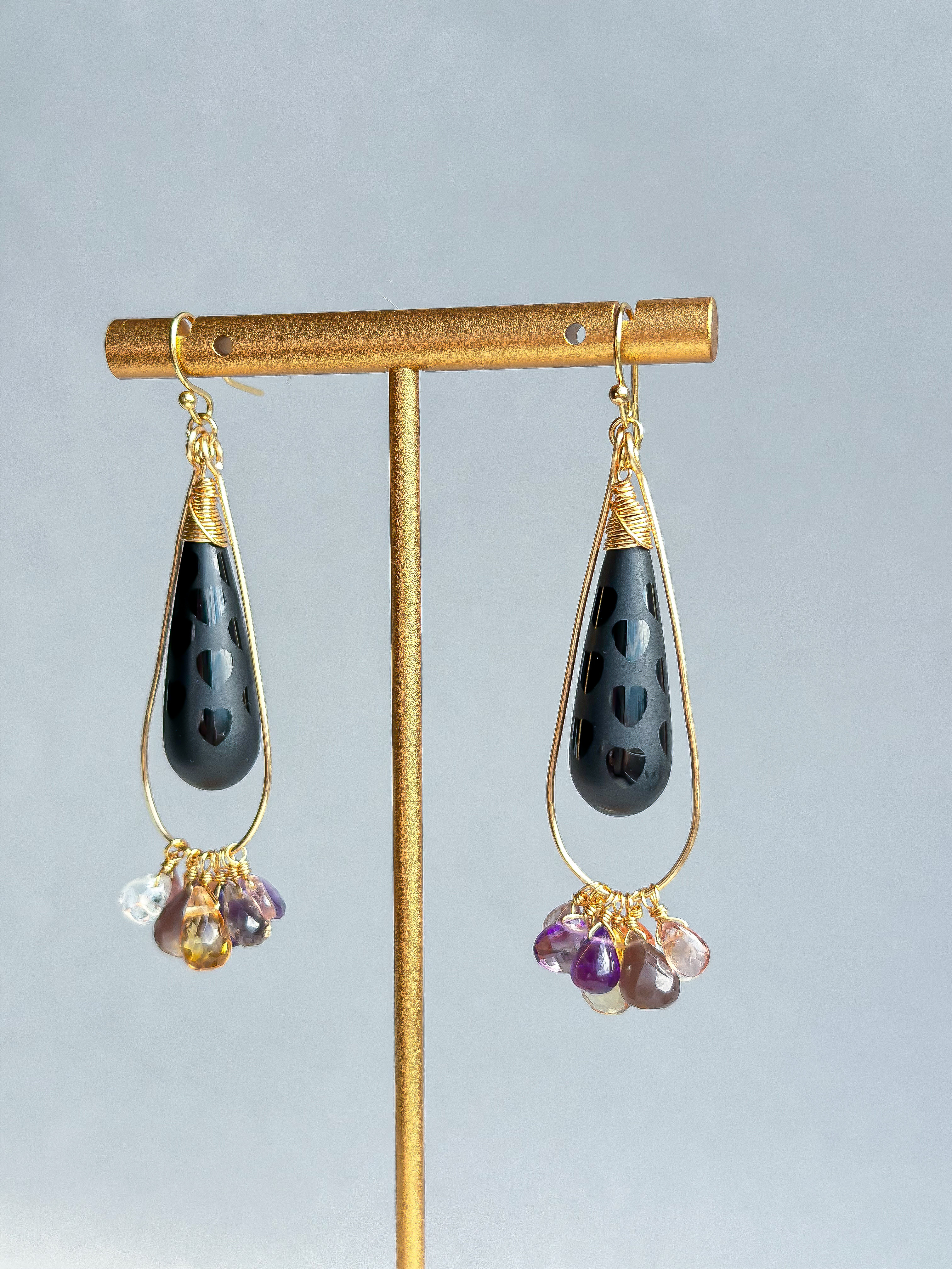 オニキス スコロライト 天然石ピアス アレルギー対応