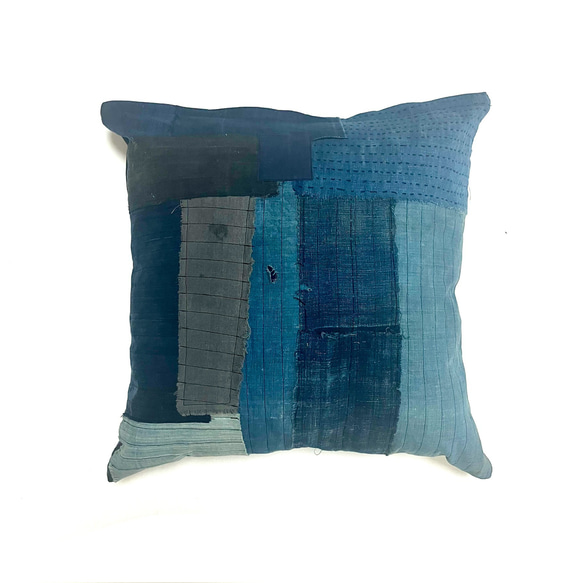 45x45 ビンテージ 藍染 襤褸 リメイク クッションカバー ボロ 2