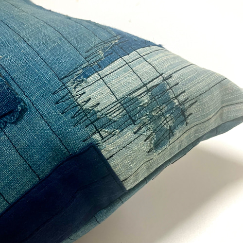 45x45 ビンテージ 藍染 襤褸 リメイク パッチワーク クッションカバー