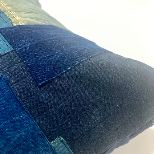 45x45 ビンテージ 藍染 襤褸 リメイク パッチワーク クッションカバー