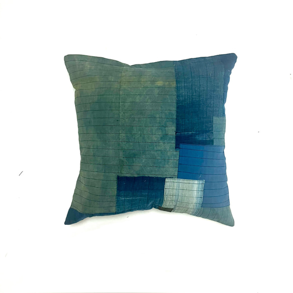 45x45 ビンテージ 藍染 襤褸 リメイク クッションカバー ボロ 2 45x45 ビンテージ 藍染 剣道着 リメイク ヘリンボーン パッチ