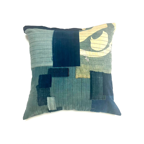 45x45 ビンテージ 藍染 襤褸 リメイク クッションカバー ボロ 1