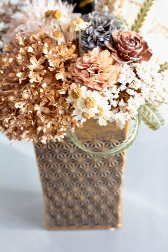 お正月 門松アレンジ シャビーシック 大人可愛い アーティフィシャルフラワー 玄関飾り 12枚目の画像